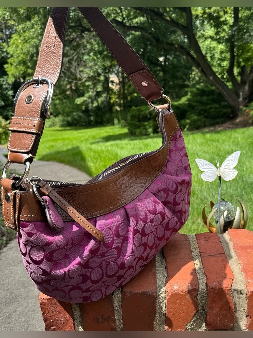 Coach Large Vintage Amethyst Soho Hobo Pleated Shoulder Bag and Matching Key Fob